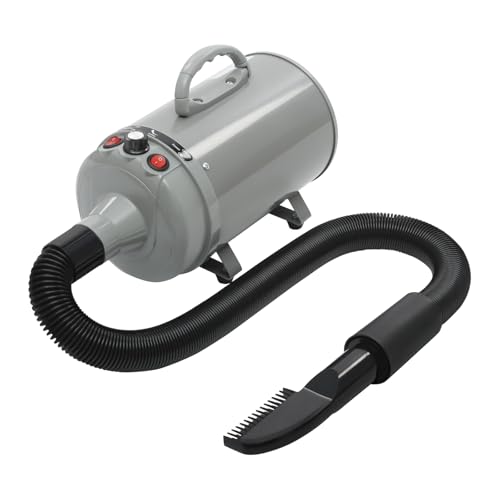JAYEUW Haustier-Haartrockner, 2200W 220V Hundefön, Tierhaartrockner, Pet Dryer für Fell Pflege, Hundetrockner mit 4 Düsen, 25-75m/s, 30℃/55℃ (Grau) von JAYEUW