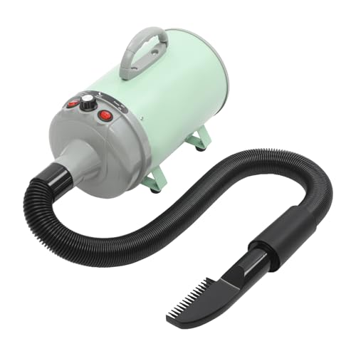 JAYEUW Haustier-Haartrockner, 2200W 220V Hundefön, Tierhaartrockner, Pet Dryer für Fell Pflege, Hundetrockner mit 4 Düsen, 25-75m/s, 30℃/55℃ (Grün) von JAYEUW