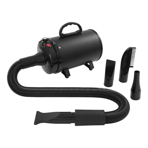 JAYEUW Haustier-Haartrockner, 2200W 220V Hundefön, Tierhaartrockner, Pet Dryer für Fell Pflege, Hundetrockner mit 4 Düsen, 25-75m/s, 30℃/55℃ (Schwarz) von JAYEUW