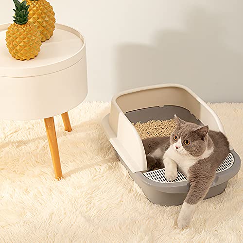 Katzentoilette Anti-Spritzer Anti-Geruch Halbgeschlossene Katzentoilette aus Kunststoff mit Schaufel von JAYEUW