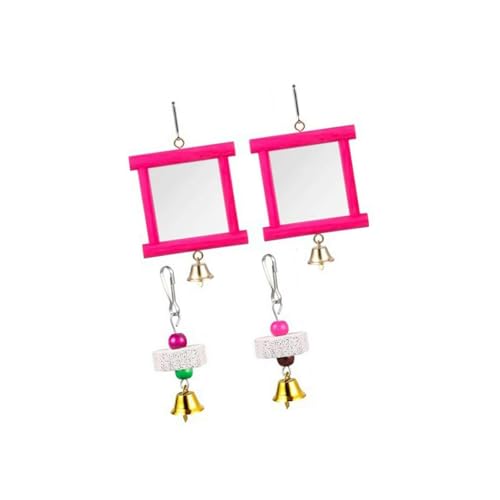 JAYIOLA 2 Stück Spielzeug mit Hühnerspiegel Und Glocke, Schnabelschleifsteine für Vögel, Käfigzubehör, Rot JAYIOLA 2 Stück Spielzeug mit Hühnerspiegel Und Glocke, Schnabelschleifsteine für Vögel, Käfigzubehör, Rot von JAYIOLA