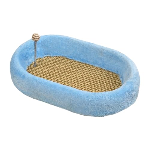 JAYIOLA Cat Kratzbrett Kratzmatte Kratzschale Kratzspielzeug mit Ball Aus Samtigem Stoff Und Schaumstoff für Katze für Schlafplatz Spielzimmer Katzenbett, Blau JAYIOLA Cat Kratzbrett Kratzmatte Kratzschale Kratzspielzeug mit Ball Aus Samtigem Stoff Und Schaumstoff für Katze für Schlafplatz Spielzimmer Katzenbett, Blau von JAYIOLA