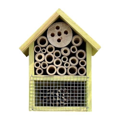 JAYIOLA Hängendes Holzhaus für Bienen und Schmetterlinge, Gartenlebensraum für Bestäuber, Gelb JAYIOLA Hängendes Holzhaus für Bienen und Schmetterlinge, Gartenlebensraum für Bestäuber, Gelb von JAYIOLA