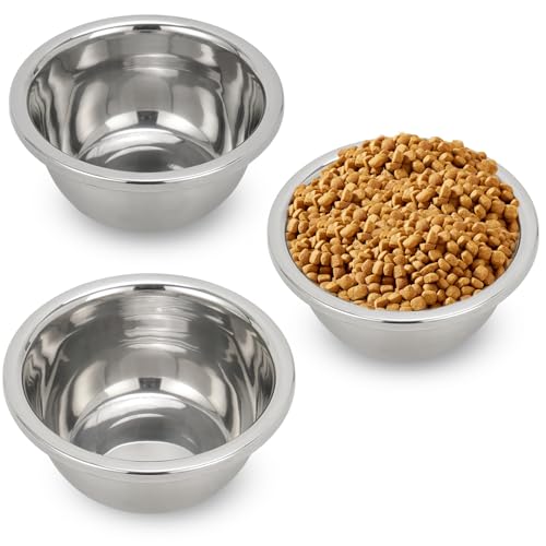 3 x Edelstahl-Hundenäpfe, Edelstahl-Metall-Futternäpfe, 3 Stück als Ersatz-Hundenapf für Ständer, extra großer Futternapf aus Metall für Hunde, erhöhter Futterspender (1400 ml) von JAZUIHA