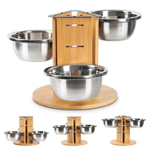 JAZUIHA Hundenapf Erhöht für mittelgroße & große Hunde, Futternapf mit 3er Edelstahlschüssel1400ml, Hunde Futterstation höhenverstellbar 3-Seitig Hundenapfständer JAZUIHA Hundenapf Erhöht für mittelgroße & große Hunde, Futternapf mit 3er Edelstahlschüssel1400ml, Hunde Futterstation höhenverstellbar 3-Seitig Hundenapfständer von JAZUIHA