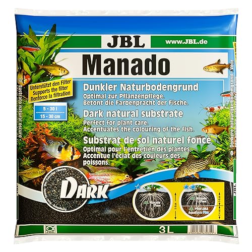 JBL 6703500 Manado Dark 3 l, Naturbodengrund für Aquarien, Dunkelbraun von JBL