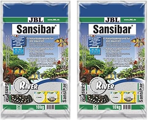 JBL Bodengrund Hell mit schwarzen Steinchen für Süßwasser Aquarien, Sansibar River, 10 kg (Packung mit 2) von JBL