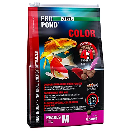 JBL Farbfutter für Koi, Schwimmende Futterperlen, Spezialfutter, ProPond Color, Größe M, 1,3 kg von JBL