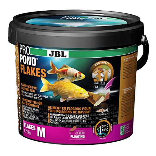 JBL Futter für alle Teichfische, Schwimmende Futterflocken, Funktionsfutter, ProPond Flakes, 0,72 kg von JBL