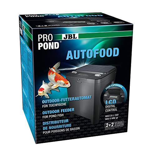 JBL Futterautomat für Koi und andere Teichfische, PROPOND AUTOFOOD, Wetterfest, Solar, 37,5 x 37,5 x 46,2 cm, schwarz von JBL