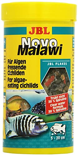 JBL NovoMalawi 30010 Alleinfutter für algenfressende Buntbarsche, Flocken, 250 ml von JBL
