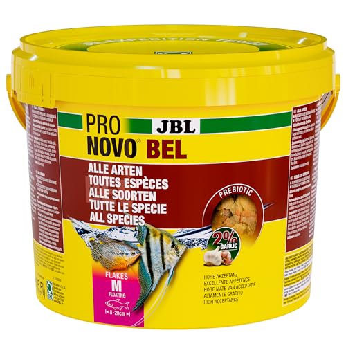 JBL PRONOVO BEL FLAKES, Hauptfutter für alle Aquarienfische von 8-20 cm, Fischfutter-Flocken, Größe M, 5,5 l von JBL