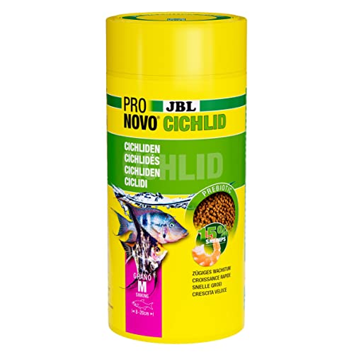 JBL PRONOVO CICHLID GRANO, Hauptfutter für Buntbarsche von 8-20 cm, Klickdosierer, Fischfutter-Granulat, Größe M, 1000 ml JBL PRONOVO CICHLID GRANO, Hauptfutter für Buntbarsche von 8-20 cm, Klickdosierer, Fischfutter-Granulat, Größe M, 1000 ml von JBL