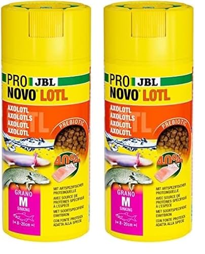 JBL PRONOVO LOTL Grano, Hauptfutter für Axolotl von 8-20 cm, Fischfutter-Granulat, Größe M, 250 ml (Packung mit 2) von JBL