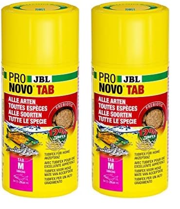 JBL PRONOVO TAB, Futter für alle Aquarienfische von 1-20 cm, Fischfutter-Tabletten, Größe M, 100 ml (Packung mit 2) von JBL