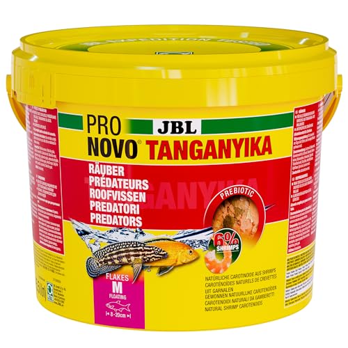 JBL PRONOVO TANGANYIKA FLAKES, Hauptfutter für alle Buntbarsche von 8-20 cm, Fischfutter-Flocken, Größe M, 5500 ml von JBL