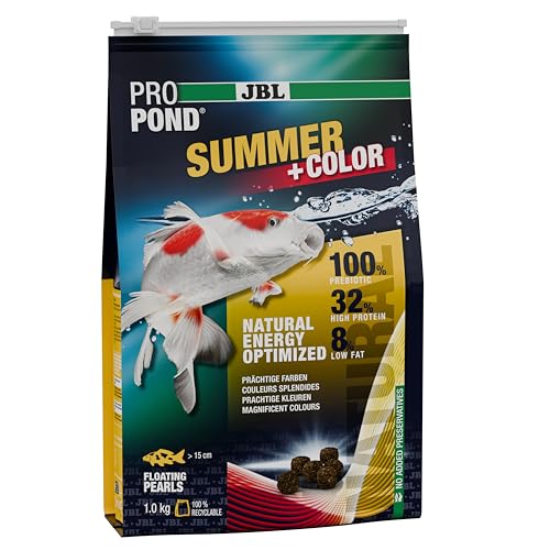 JBL PROPOND Summer+Color 1,0kg (3 L) | Sommerfutter Granulat für Koi & andere Teichfische | Fördert Farbausbildung & leicht verdaulich | Schwimmend | ab 20 °C von JBL