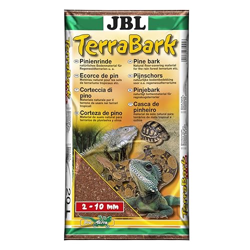 JBL TerraBark 71024 Bodensubstrat für Wald und Regenwaldterrarien Pinienrinde, 2 - 10 mm, 20 l von JBL