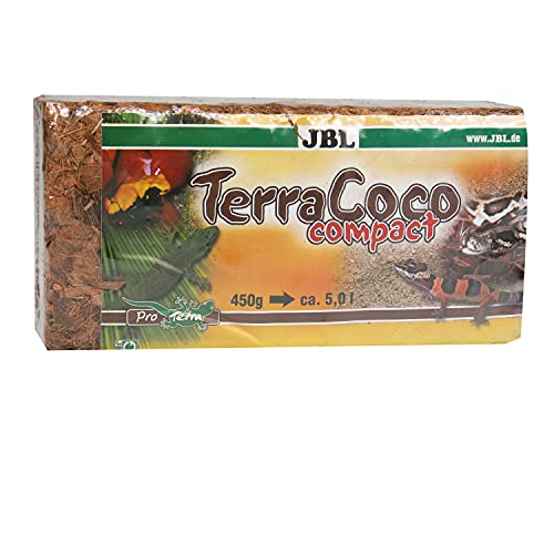 JBL TerraCoco Compact 71025 Bodengrund für alle Terrarientypen, Kokoschips, komprimiert, 450 g, 5 l von JBL