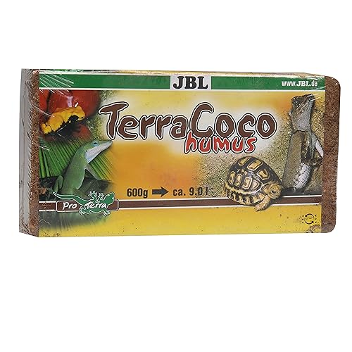 JBL TerraCoco Humus 71026 Bodengrund für alle Terrarientypen Kokoschips komprimiert Torfartig, 600 g, 9 l von JBL
