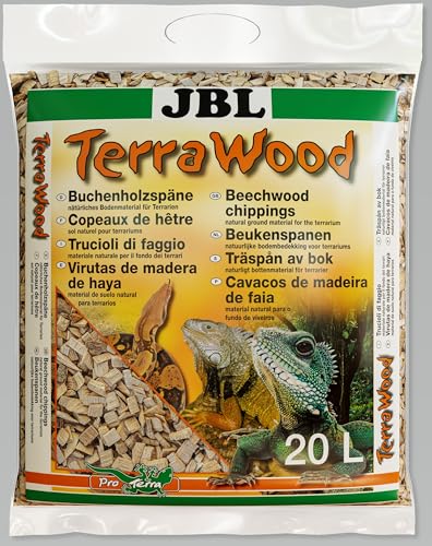 JBL TerraWood 71060 Bodengrund für trockene und halbtrockene Terrarien Buchenholzspäne, 20 l von JBL