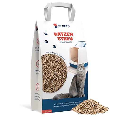 JC Pets Katzenstreu - Holz-pellets 16 L (10 KG) - 100% Kompostierbar und Biologisch Abbaubar - Geeignet für JC Pets Katzentoilette von JC Pets