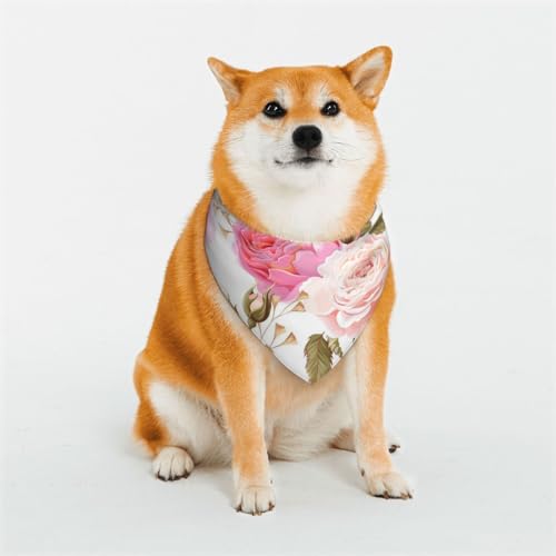 Hundehalstuch, 1 Stück, Rosen-Blumendruck, Bandana für Hunde, waschbar, Dreieckstuch, verstellbare Hundehalstücher von JCAKES