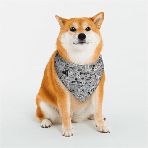 Hundehalstuch, 1 Stück, mit Zeitungsdruck, Bandana für Hunde, waschbares Lätzchen, Schal, Katzen-Hundehalstuch, Dreieck-Lätzchen, Schal, verstellbare Hundehalstücher von JCAKES