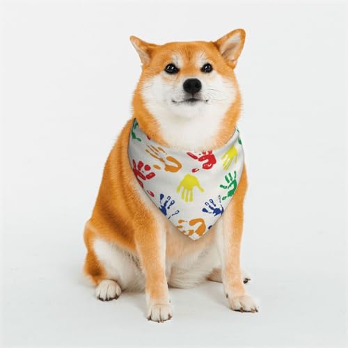 Hundehalstuch, bunt, Handformen, Regenbogen-Druck, Bandana für Hunde, waschbar, Dreieckstuch für Katzen und Hunde, verstellbare Hundehalstücher von JCAKES