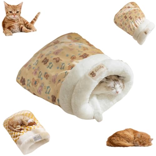 Katzenschlafsack für Indoor-Katzen, gemütlicher Winter-Katzenschlafsack, weicher Plüsch, selbstwärmend, Haustierbett, Höhle, Kätzchen, Tunnel, Haustierversteck für Kätzchen, beruhigendes Bett für Katzenschlafsack für Indoor-Katzen, gemütlicher Winter-Katzenschlafsack, weicher Plüsch, selbstwärmend, Haustierbett, Höhle, Kätzchen, Tunnel, Haustierversteck für Kätzchen, beruhigendes Bett für von JCATPD