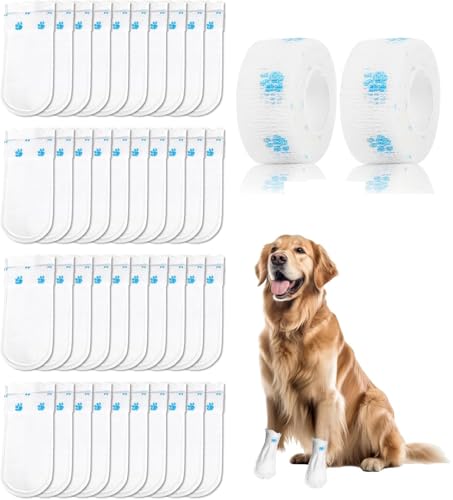 Einweg-Hundesocken, Hundeschuhe für Pfoten, wasserdichte Hundesocken zum Lecken, Haustierpfotenschutz, Hundeschuhe mit Bandage, Haustier-Fußabdeckung für 7,3–17,2 kg Hunde Einweg-Hundesocken, Hundeschuhe für Pfoten, wasserdichte Hundesocken zum Lecken, Haustierpfotenschutz, Hundeschuhe mit Bandage, Haustier-Fußabdeckung für 7,3–17,2 kg Hunde von JCUQGDOO