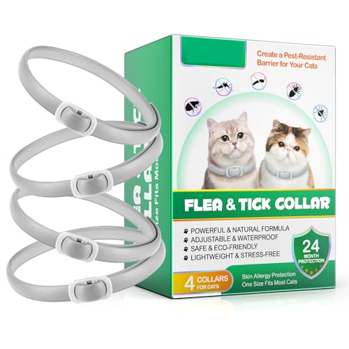 Zecken-Flohband Katze, Flohhalsband für Katzen, 4 Stück gegen Larven und Eier, 24 Monate lang wirksamer Schutz, Schutz vor Hautallergien, weich und bequem, verstellbar, wasserdicht Zecken-Flohband Katze, Flohhalsband für Katzen, 4 Stück gegen Larven und Eier, 24 Monate lang wirksamer Schutz, Schutz vor Hautallergien, weich und bequem, verstellbar, wasserdicht von JCZQDRPC