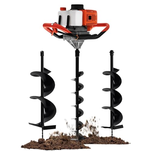 JDBDU Benzin Erdbohrer, 2,4 PS 52cc mit 3 Bohraufsätzen 100/150/200mm Baggerbohrer 2-Takt Benzin Pfahlbohrer Handbohrer für Garten Zaun und Bepflanzung JDBDU Benzin Erdbohrer, 2,4 PS 52cc mit 3 Bohraufsätzen 100/150/200mm Baggerbohrer 2-Takt Benzin Pfahlbohrer Handbohrer für Garten Zaun und Bepflanzung von JDBDU