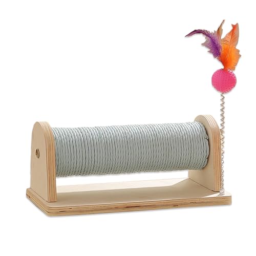 Katzenkratzbrett aus Holz mit Ball, Greifbrett aus Wellpappe, Bissfestes Katzenkratzbrett, Katzenkratzbrett für Hauskatzen, Katzenkratzrampe Zum Energieverbrauch(horizontal Type-Holz) von JDEFARF