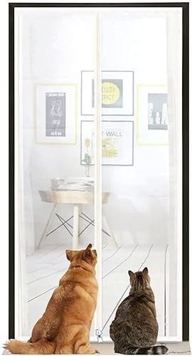 JDGEU Katzengittertür, Verstärkter, Haustiersicherer Gittertür-Reißverschlussvorhang, Um Hunde Und Katzen (Color : Weiss, Size : 85x200cm) von JDGEU