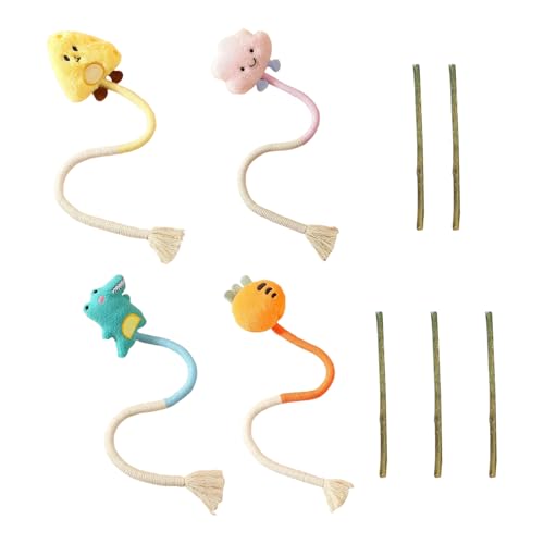 JDNFKG 4 Stück Cartoon-Puppenspielzeug Und 5 Stück Molarenstäbchen, Katzenbissspielzeug, Katzenzahnreinigungswerkzeuge, Heimtierbedarf. von JDNFKG