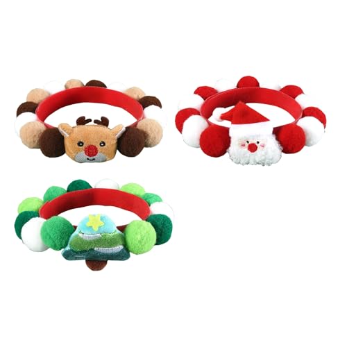JDNH 3 x Weihnachts-Pompon-Halsbänder für Haustiere von JDNH