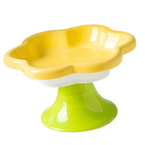 JDNH High Foot Keramik-Katzennapf mit Blumenform-Designs für bequemes Essen und Verschütten, Katzen-Futternapf JDNH High Foot Keramik-Katzennapf mit Blumenform-Designs für bequemes Essen und Verschütten, Katzen-Futternapf von JDNH