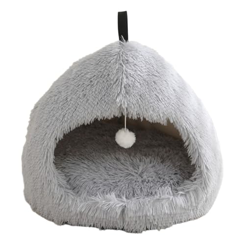 JDNH Lovely Pet House Soft Long Plush Indoor Pet Sleep Shelters with Hanging Toy Nonslip and Warm For Small Dogs Cats von JDNH