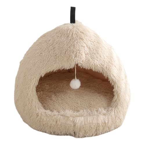 JDNH Lovely Pet House Soft Long Plush Indoor Pet Sleep Shelters with Hanging Toy Nonslip and Warm For Small Dogs Cats von JDNH