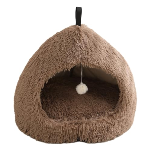 JDNH Lovely Pet House Soft Long Plush Indoor Pet Sleep Shelters with Hanging Toy Nonslip and Warm For Small Dogs Cats von JDNH