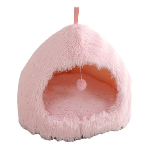 JDNH Lovely Pet House Soft Long Plush Indoor Pet Sleep Shelters with Hanging Toy Nonslip and Warm For Small Dogs Cats von JDNH