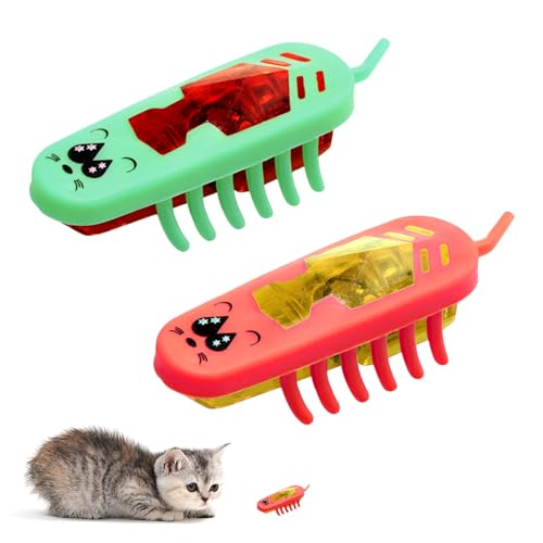 JDXun 2 Stück Mini Käfer, elektrisches Haustier Insekten Marienkäfer Spielspielzeug für Katzen Kätzchen Hunde von JDXun