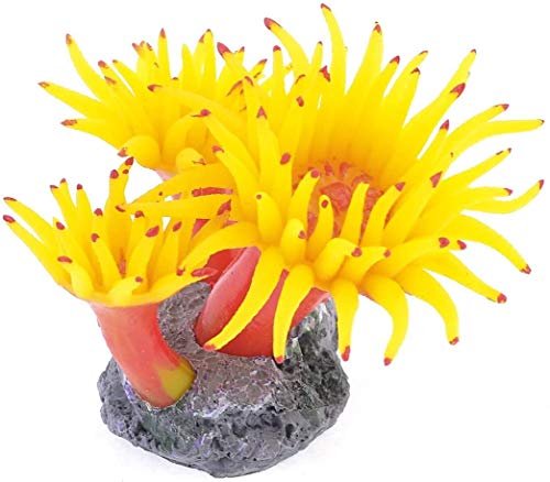 JDYYICZ Betonbasis Silikon Koralle Anemone Aquarium Pflanze Dekoration Gelb von JDYYICZ