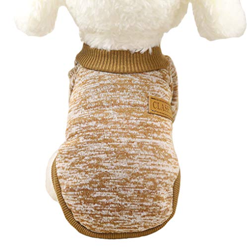 Fashion Focus On Hundepullover für Hunde, Strickware, weich, dick, warm, für den Winter, für Hunde (XXS, Khaki) von JECIKELON