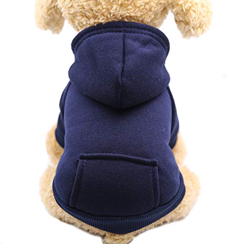 Fashion Focus On New Winter Dog Hoodie Sweatshirts with Pockets Cotton Warm Dog Clothes for Small Dogs Chihuahua Coat Clothing Puppy Cat Custume (Medium, Navy) von JECIKELON