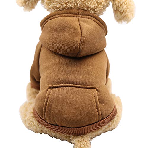 Fashion Focus On Winter-Hunde-Kapuzenpullover mit Taschen, Baumwolle, warm, für kleine Hunde, Chihuahua, Mantel, Kleidung, Welpen, Katzen, Custume (Kaffee, klein) von JECIKELON