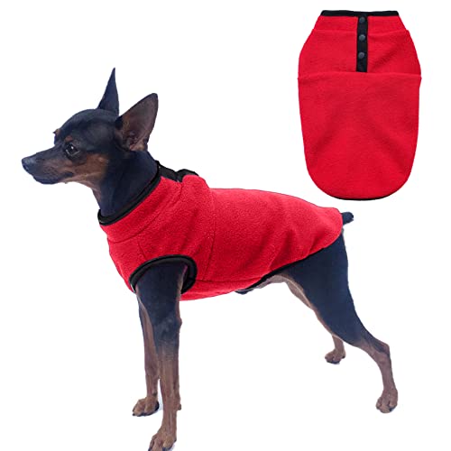 Jecikelon Fleece-Hundejacke, warmer Haustier-Wintermantel, Welpenkleidung, Weste, weiche Hundekleidung für kleine Hunde (Rot1, X-Small) von JECIKELON