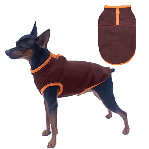 Jecikelon Fleece-Hundejacke, warmer Wintermantel, Welpenkleidung, Weste, weiche Hundekleidung für kleine Hunde (Braun1, X-Small) von JECIKELON