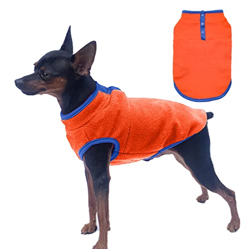 Jecikelon Fleece-Hundejacke, warmer Wintermantel, Welpenkleidung, Weste, weiche Hundekleidung für kleine Hunde (Orange1, Large) von JECIKELON